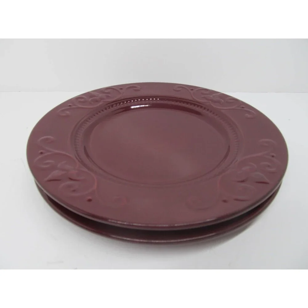 Demdaco Sapore 2004 Deb Hrabik Set Of 2 Hand Painted Red Salad Plates EUC